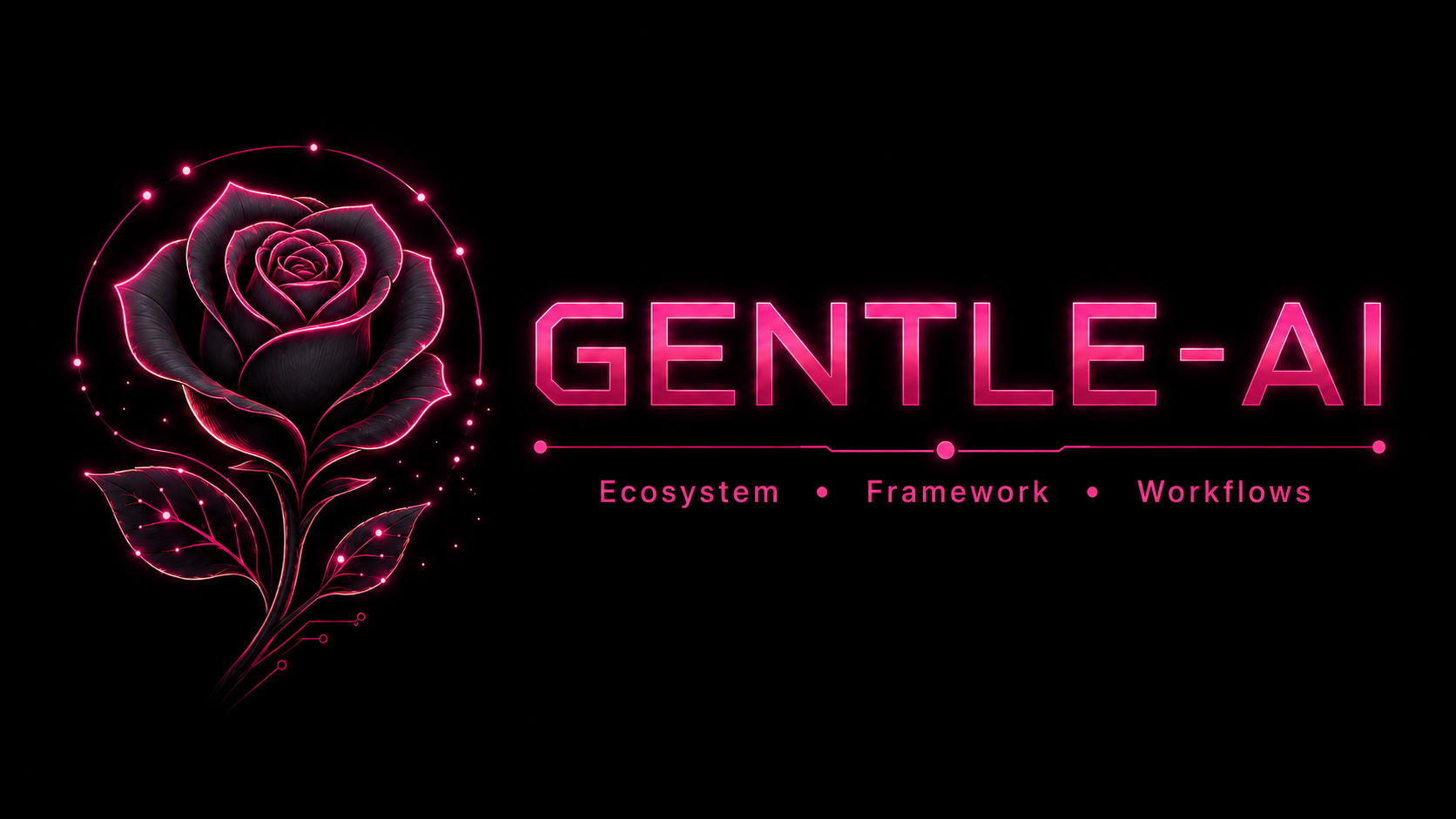 Gentle-AI neon rose banner