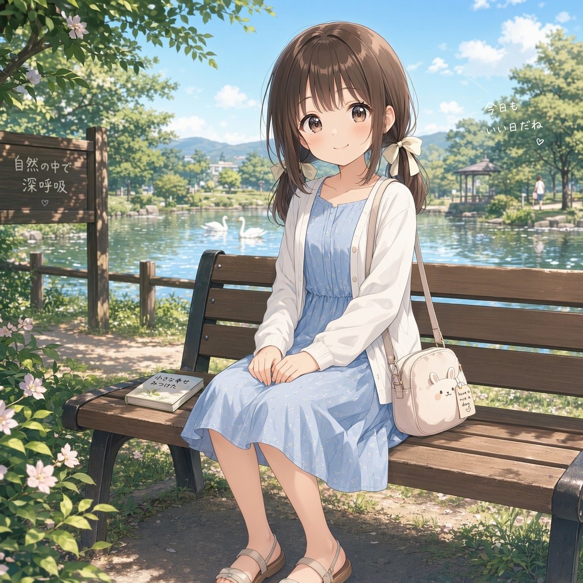 Profile / Avatar - Anime Girl on Garden Bench - Image 2