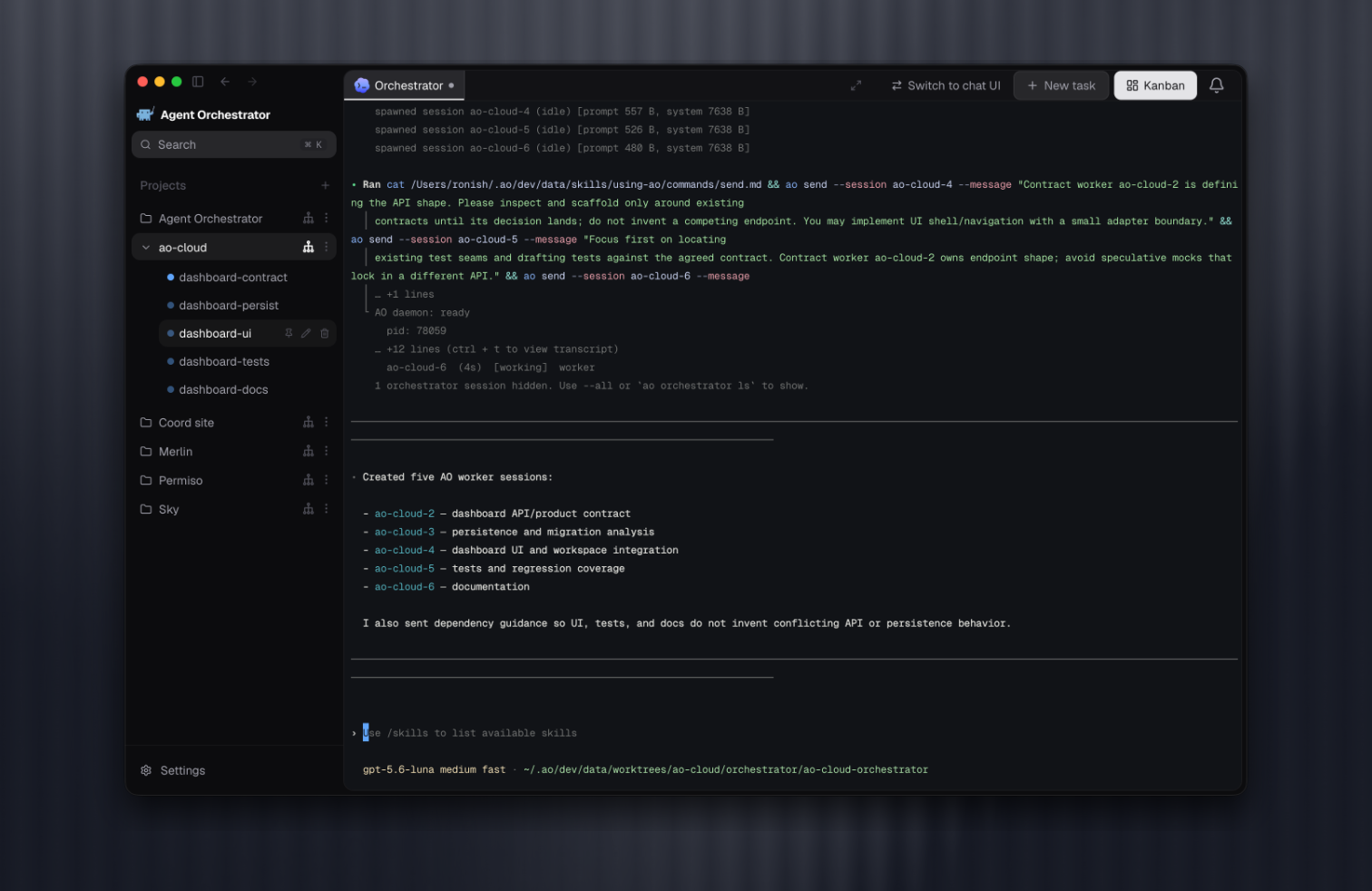 Agent Orchestrator coordinating multiple workers and passing them focused project context