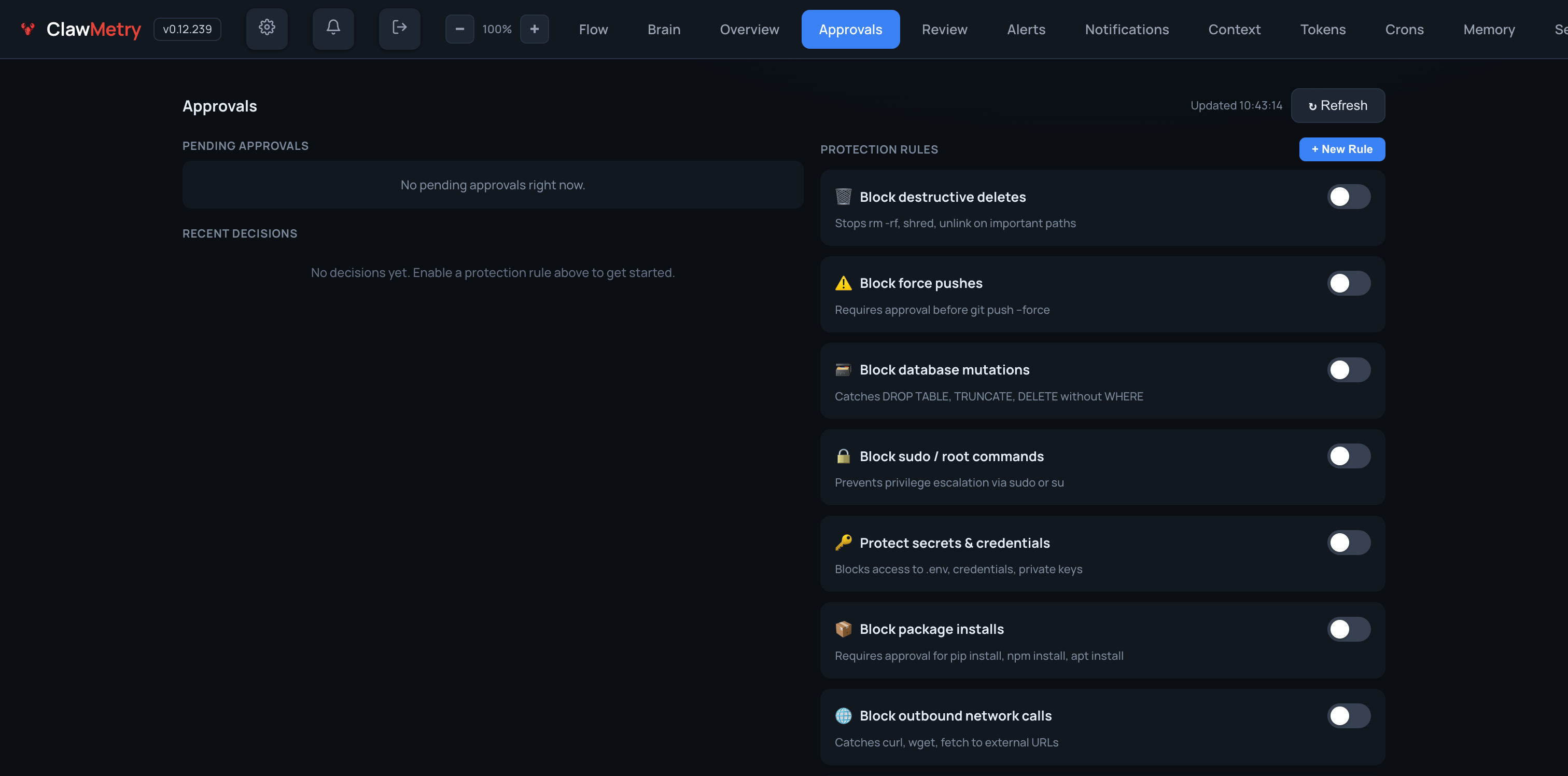Approvals tab