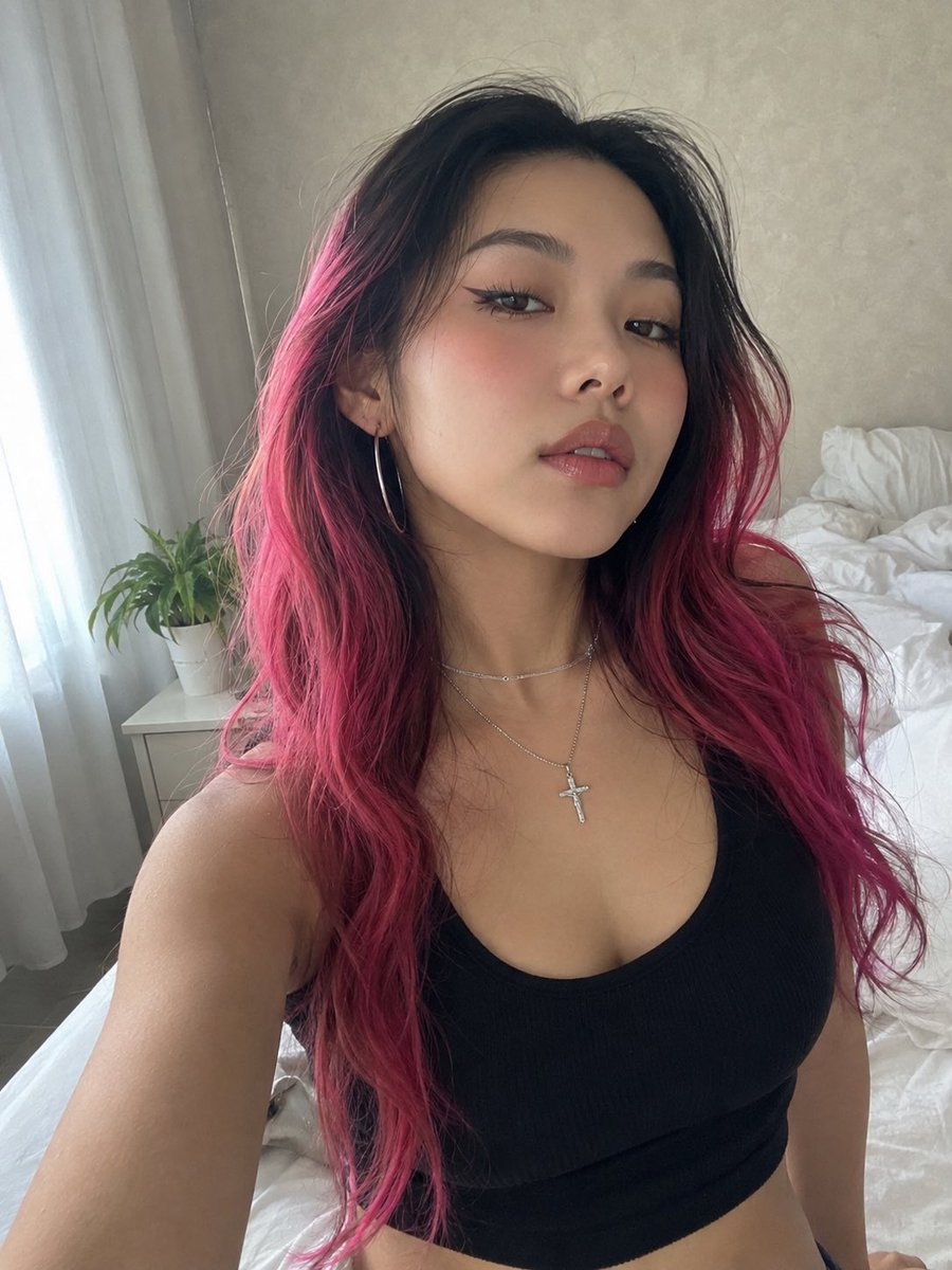 Profile / Avatar - Pink Hair Bedroom Selfie Photography - Image 1