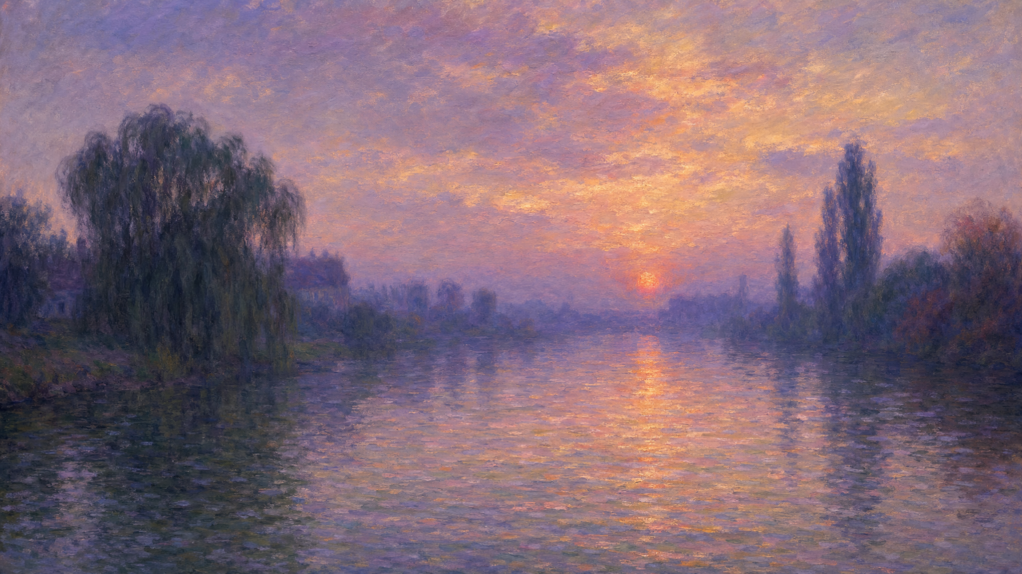Impressionist Lineage: River at Dusk