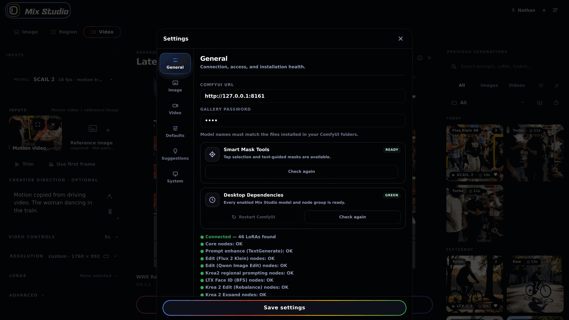 Generation setup reporting dependency readiness