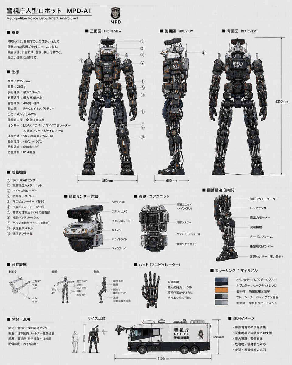 Infographic / Edu Visual - Police Robot Blueprint - Image 1