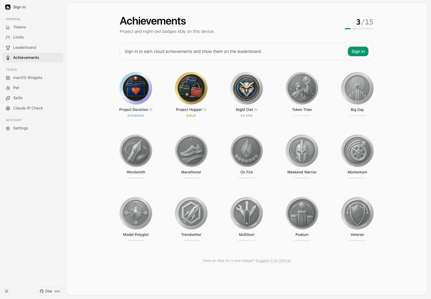 TokenTracker Achievements