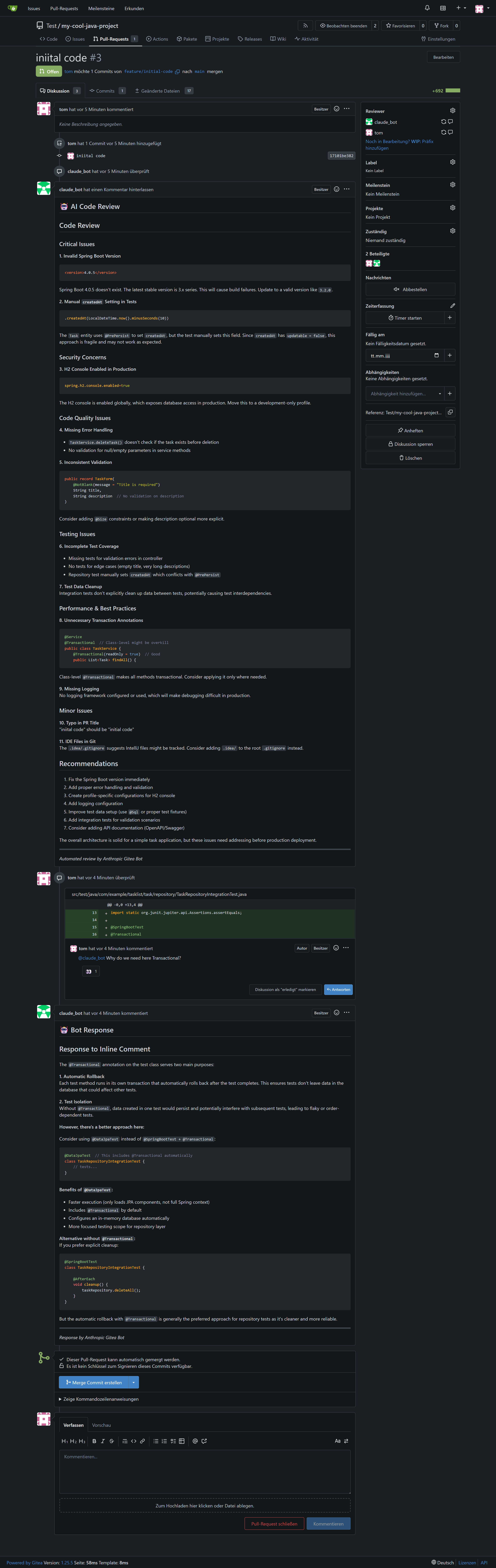 Gitea Inline Comments