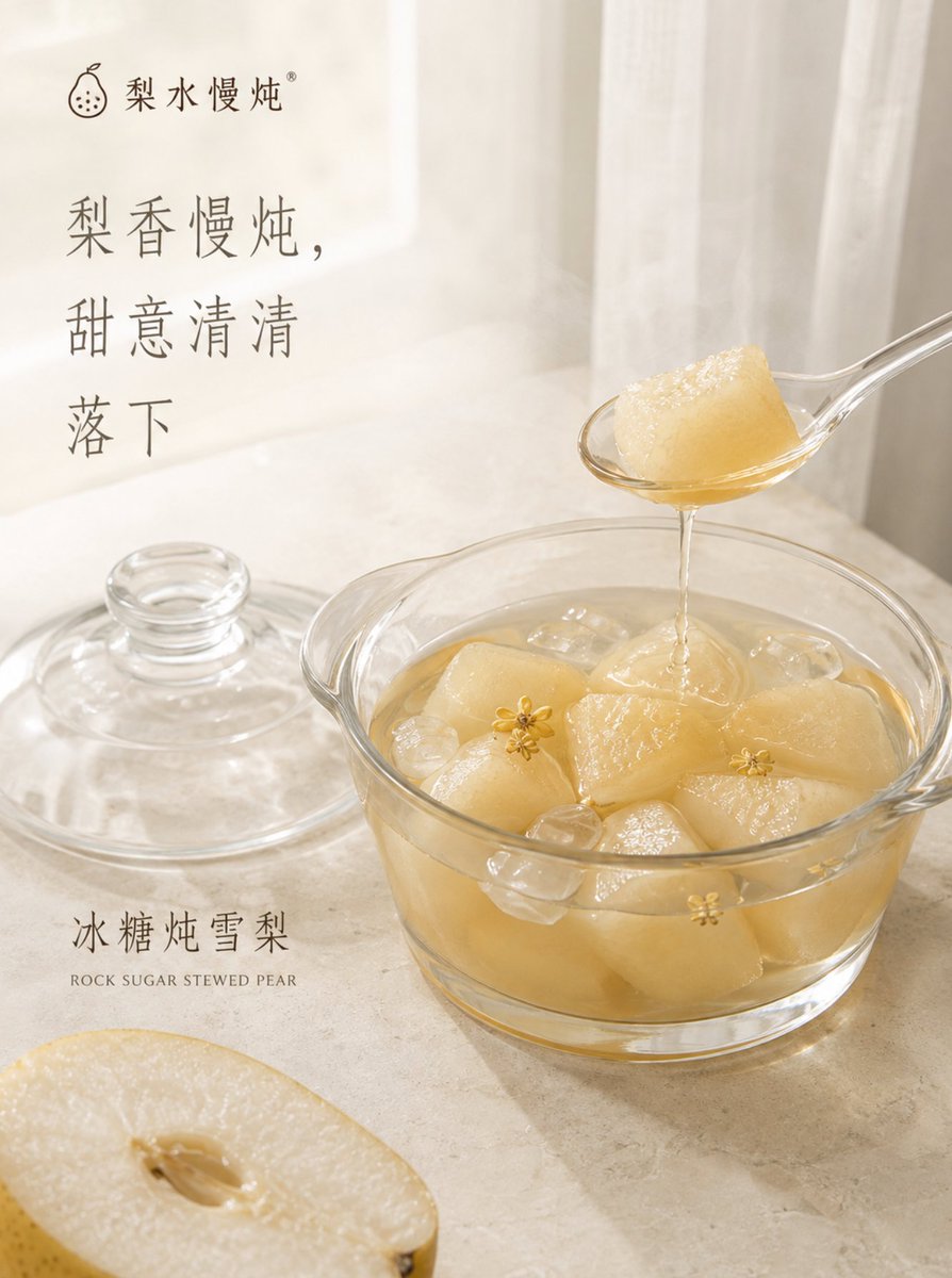 E-commerce Main Image - Traditional Stewed Pear Dessert Poster - Image 1