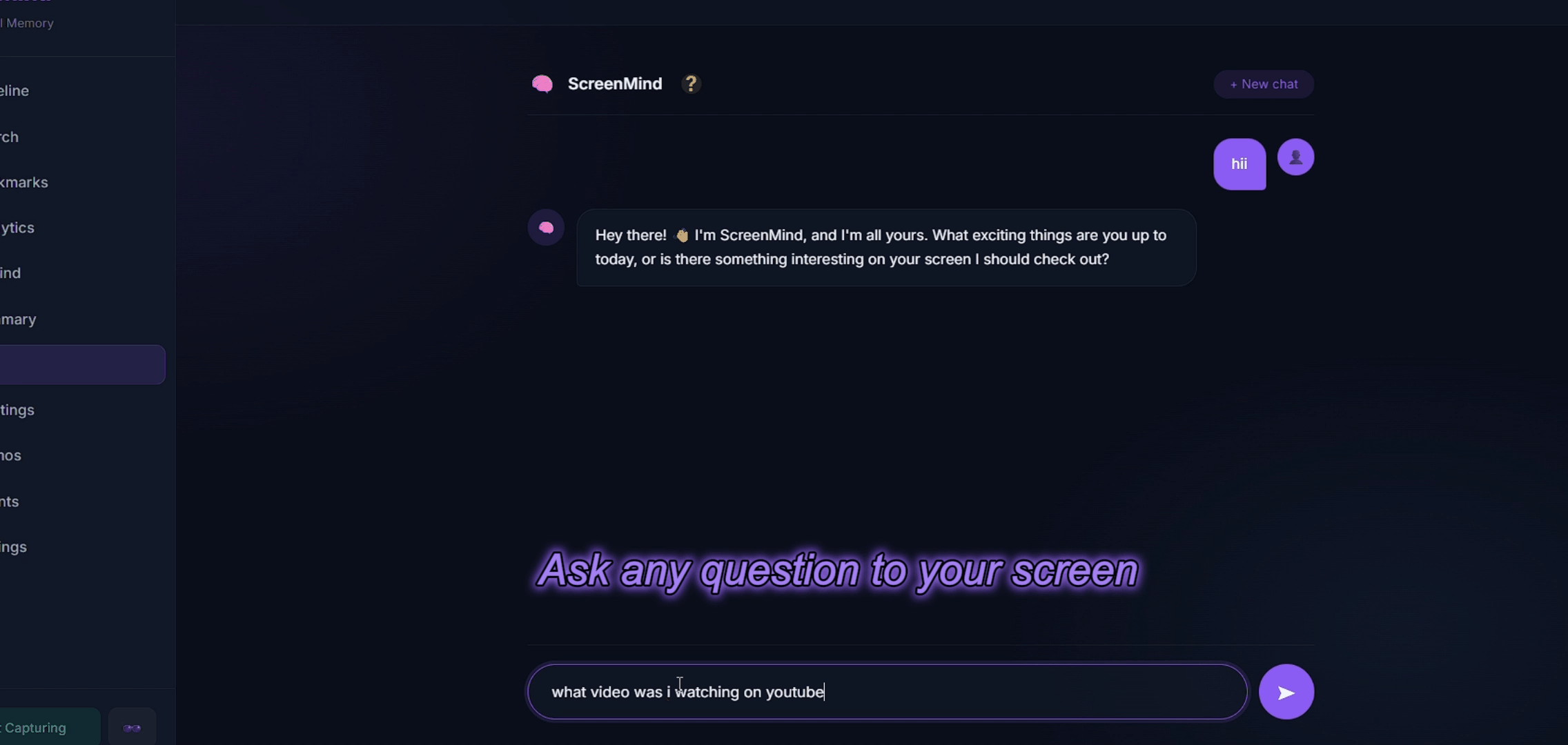 Chat Demo — conversational AI with screen memory