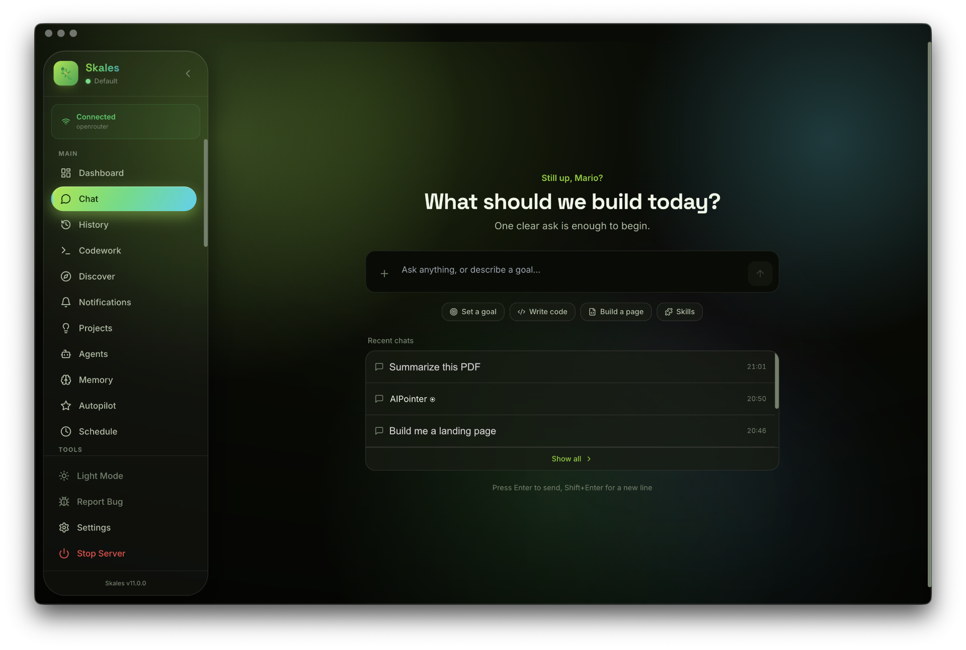 Skales dark mode