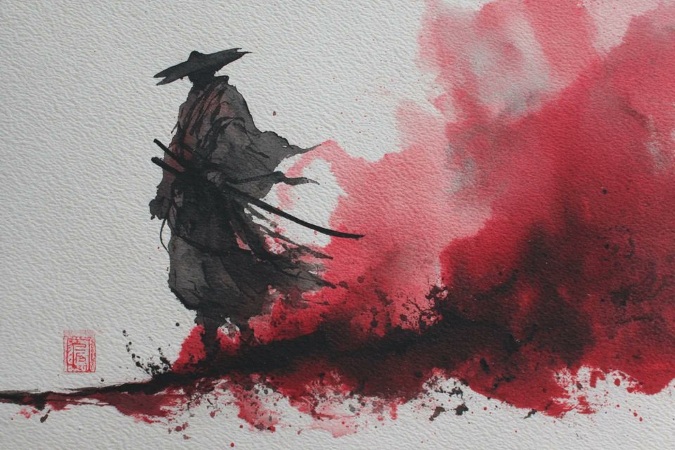 传统日式墨色画
