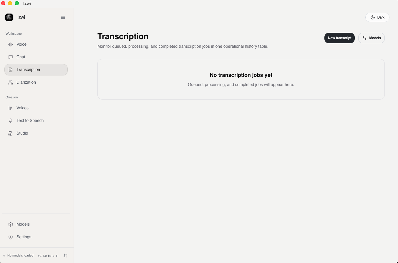 Izwi app screenshot