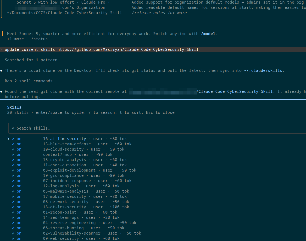 Claude Code Cyber Security Skills Install Proof