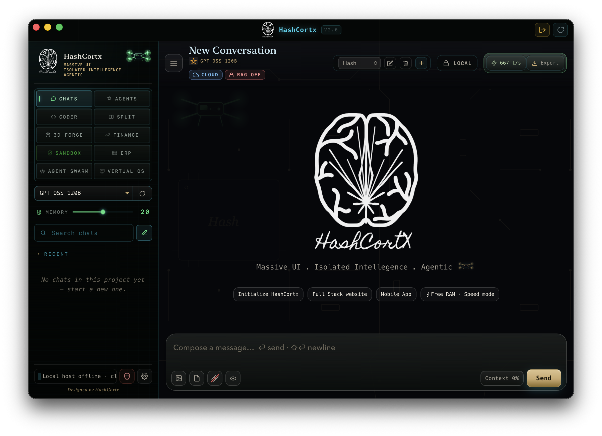 HashCortx main interface