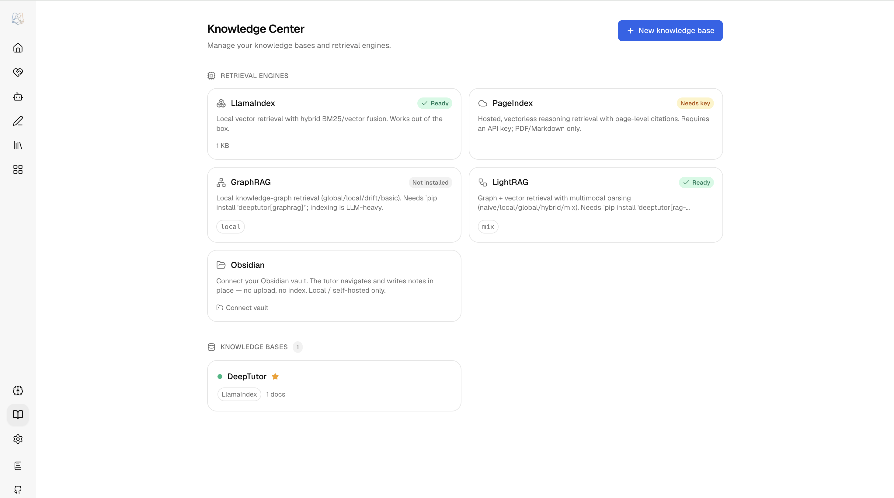 DeepTutor Knowledge Center