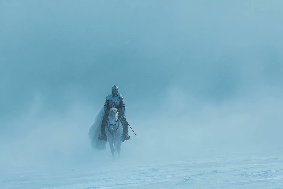 飘雪迷雾中浮现