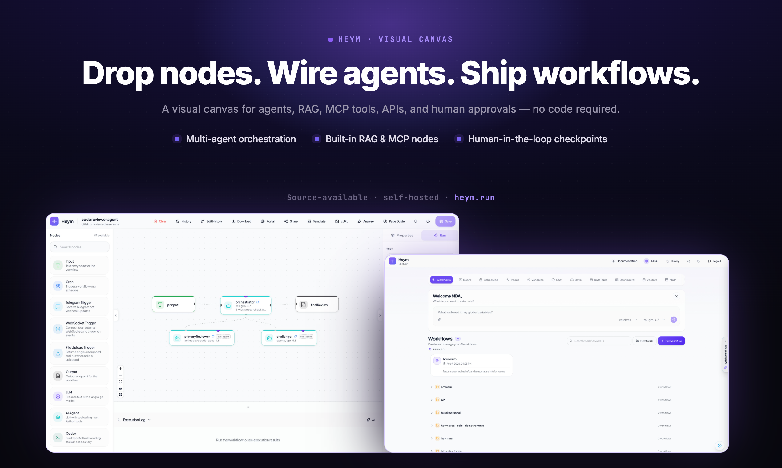 Visual workflow canvas