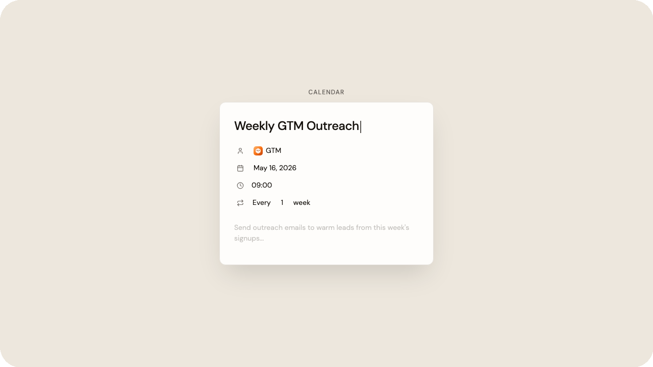 Alook agent calendar and scheduling