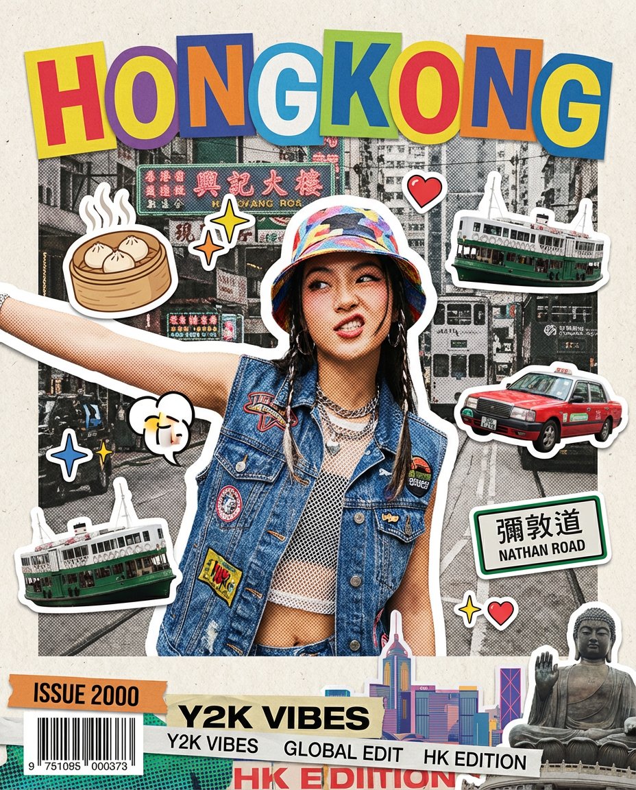 Y2K拼贴美学城市印象海报