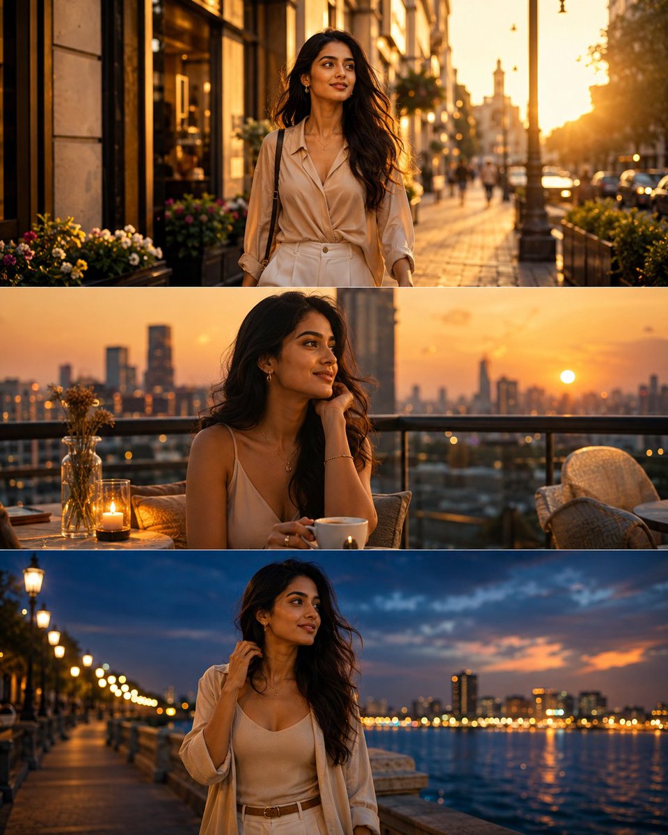 Social Media Post - Indian Woman Golden Hour Story Triptych - Image 1