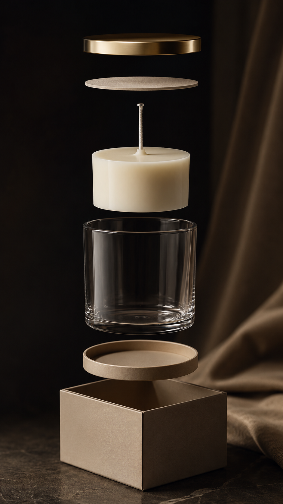 Exploded-Assembly Reveal: Clean-Burn Candle