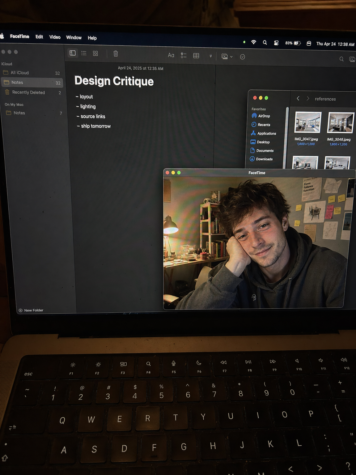 Notes + FaceTime work screen