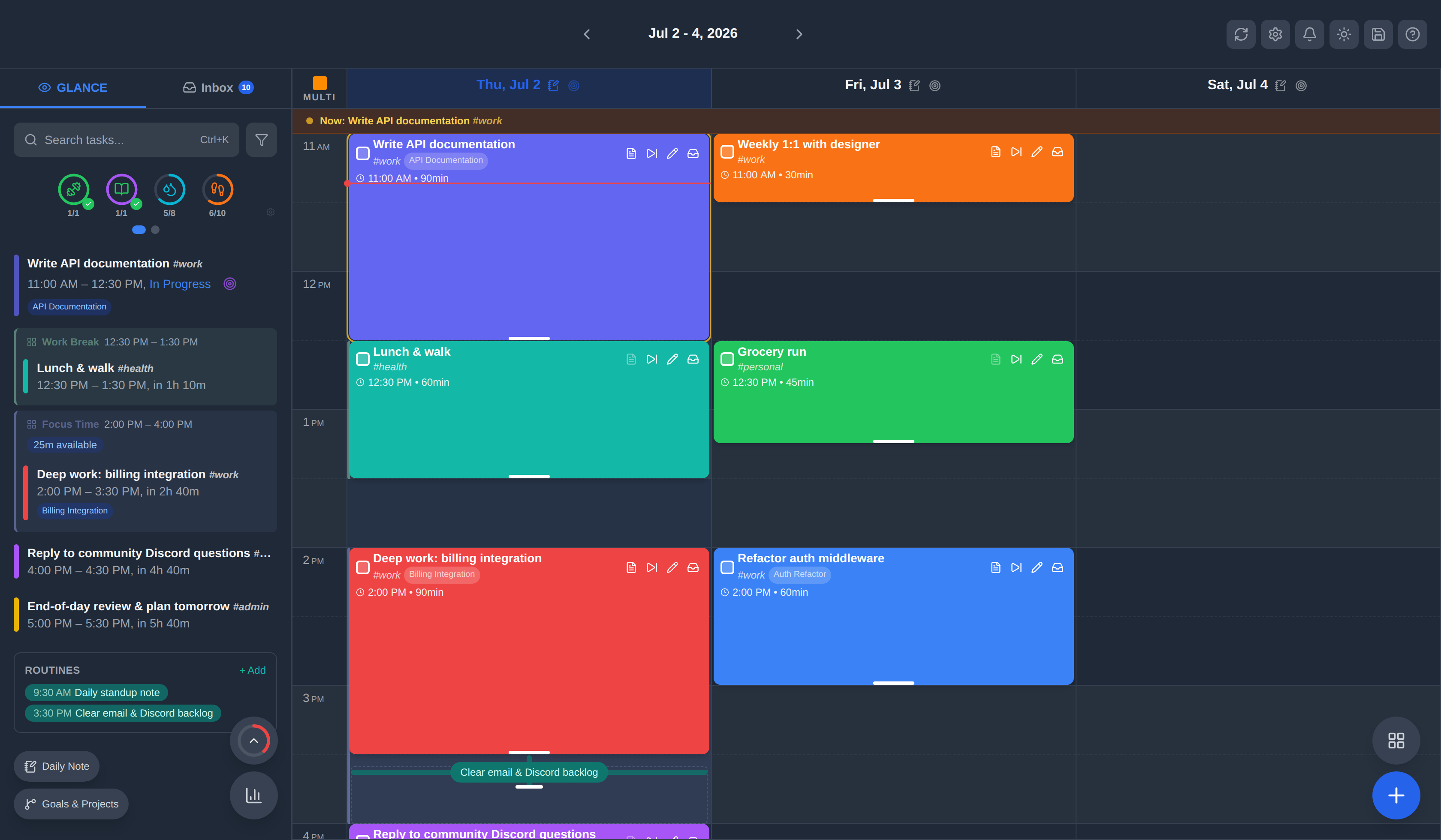 Multi-day view