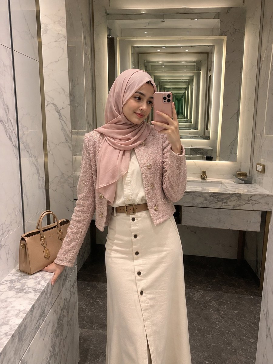 Profile / Avatar - Pink Hijab Mirror Selfie Portrait - Image 2