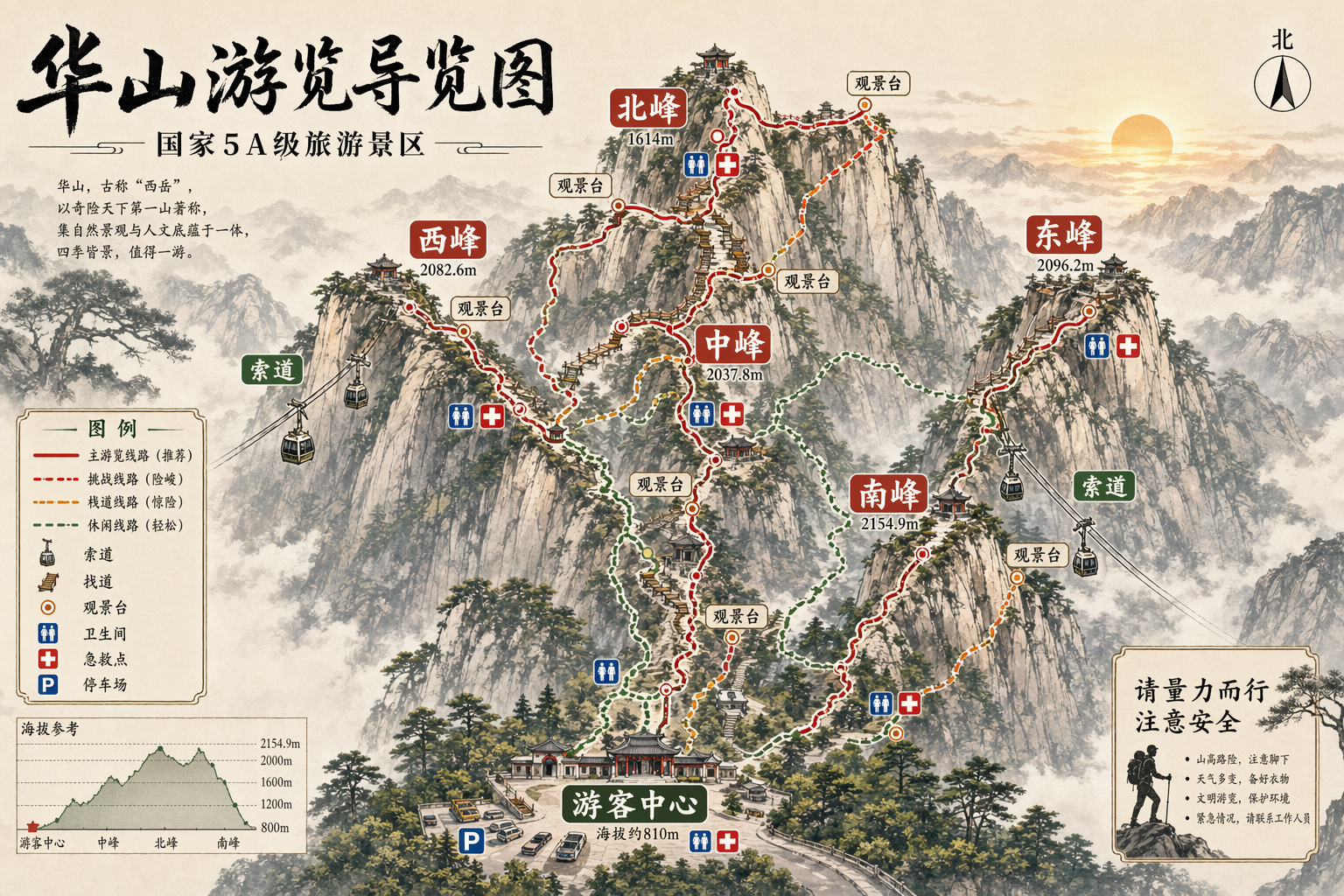 Huashan 5A scenic wayfinding map