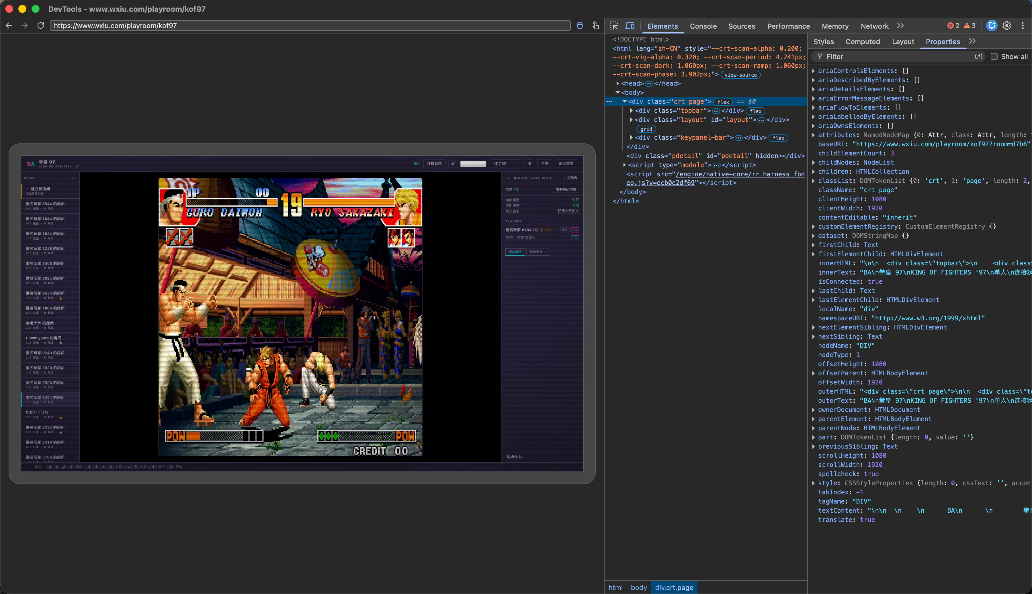 An HTML5 game rendered by Moli and inspected through Chrome DevTools