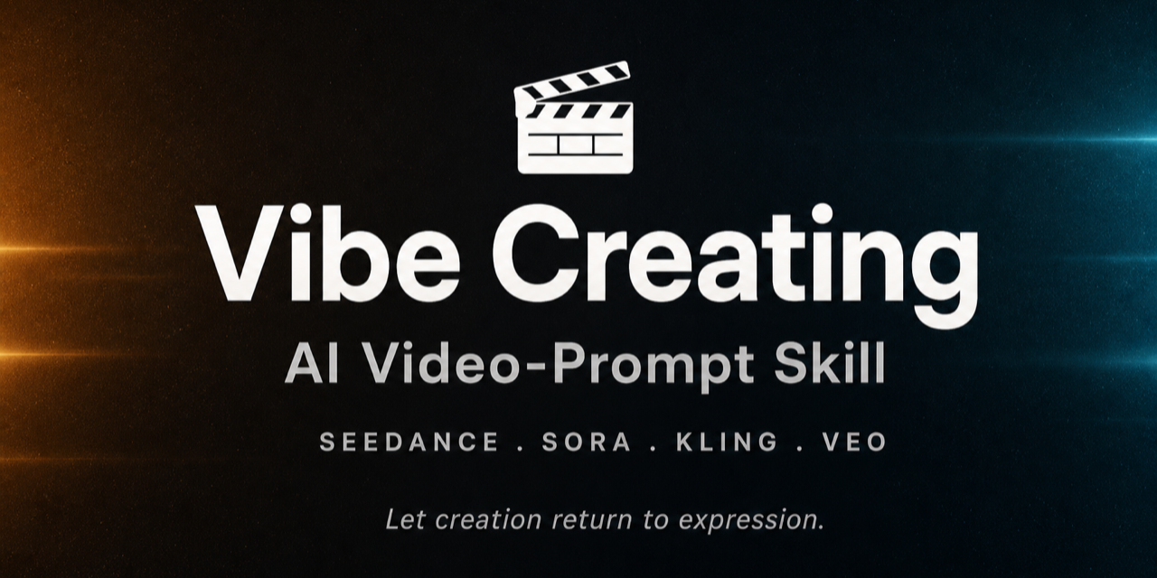 Vibe Creating — an open-source AI video-prompt skill for Seedance, Sora, Kling and Veo