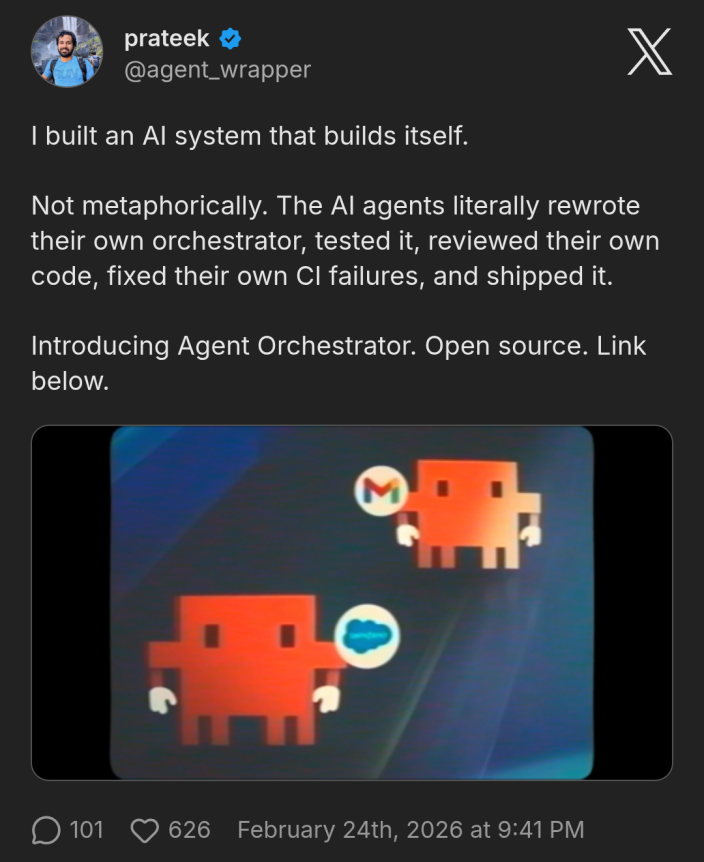 Agent Orchestrator journey update on X