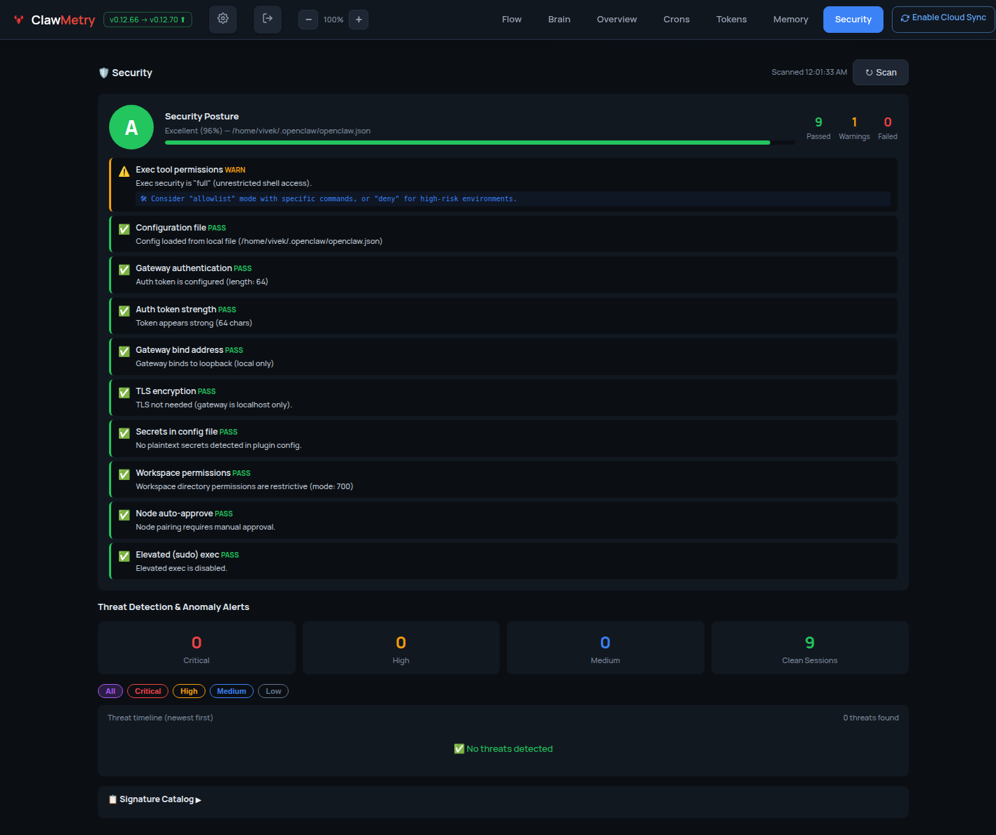Security tab
