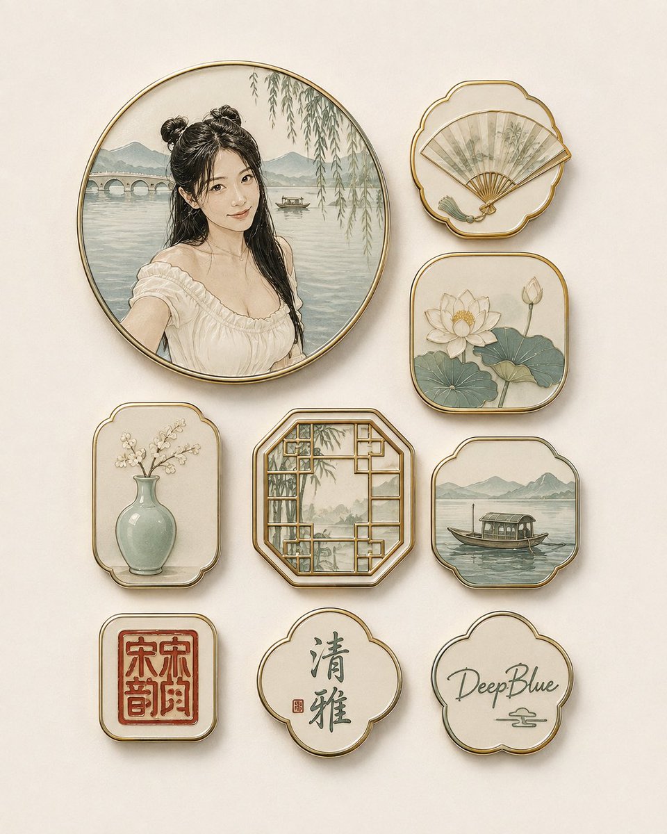Product Marketing - Song Dynasty Enamel Badges - Image 1