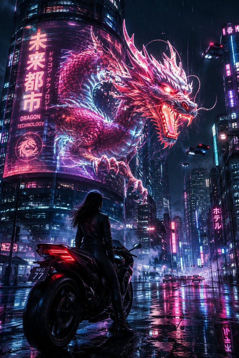 YouTube Thumbnail - Cyberpunk Neon Dragon Awakening - Image 1