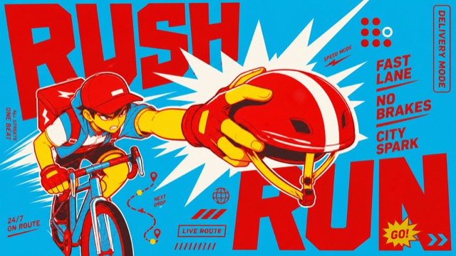 Cyan Red Shockwave Type Poster Style preview