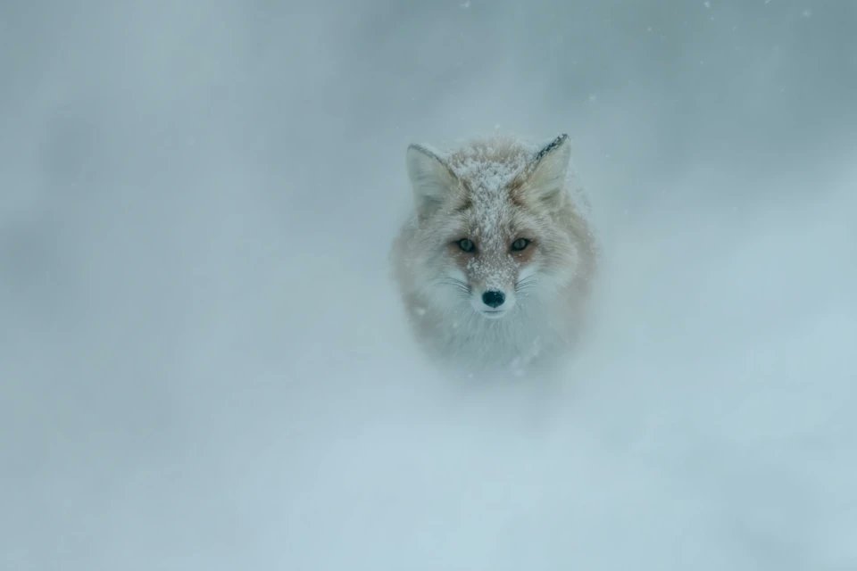 飘雪迷雾中浮现
