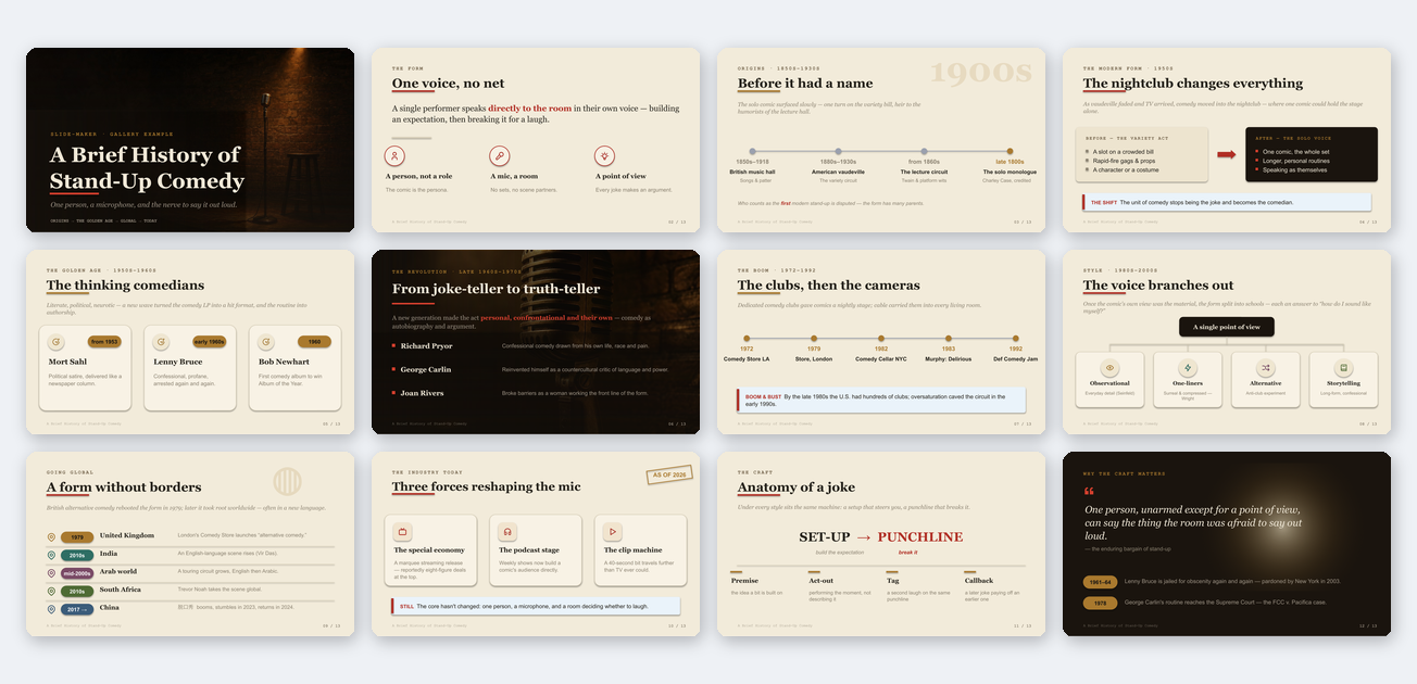 History / Evolution Narrative template preview