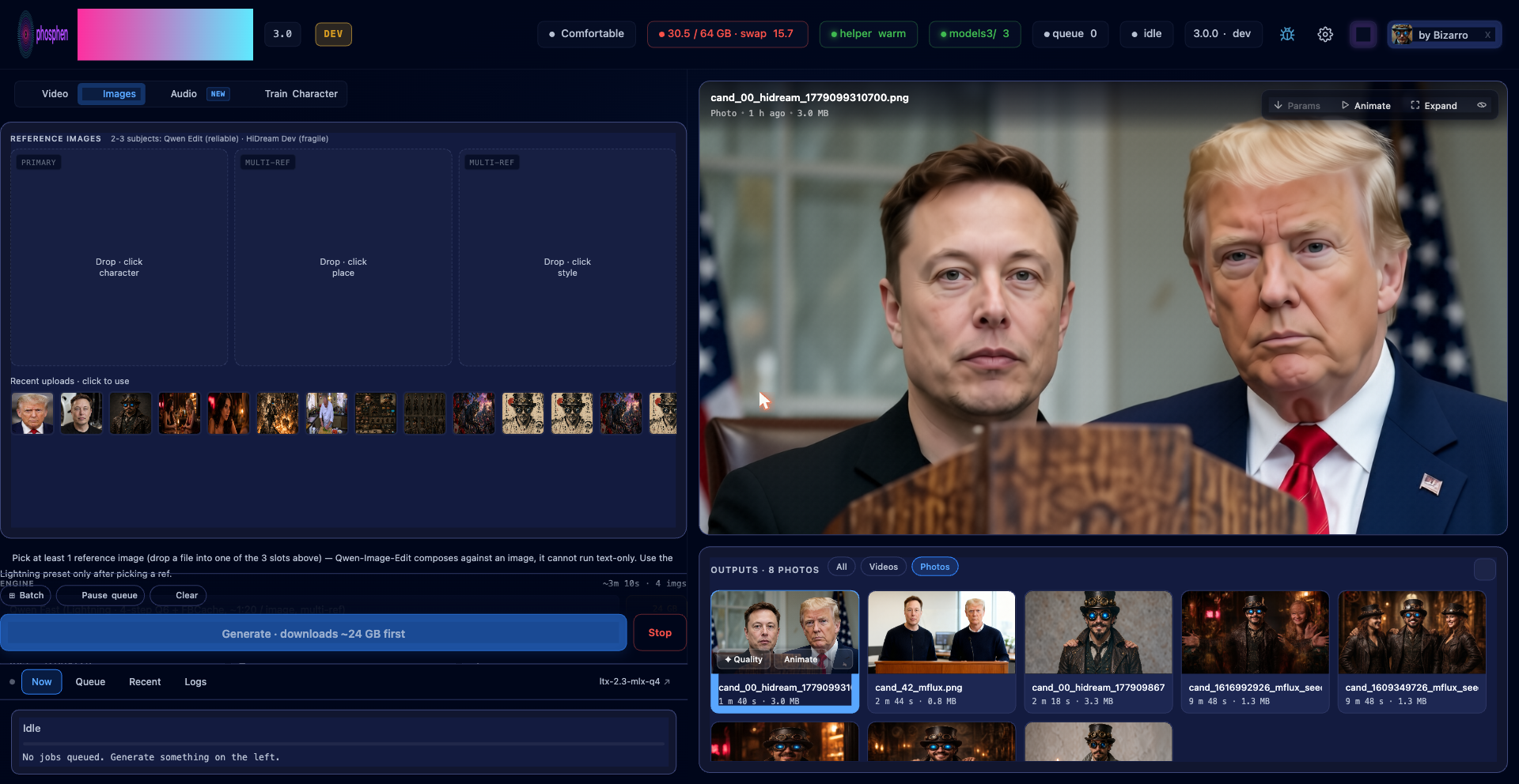 Images tab — multi-reference subject composition