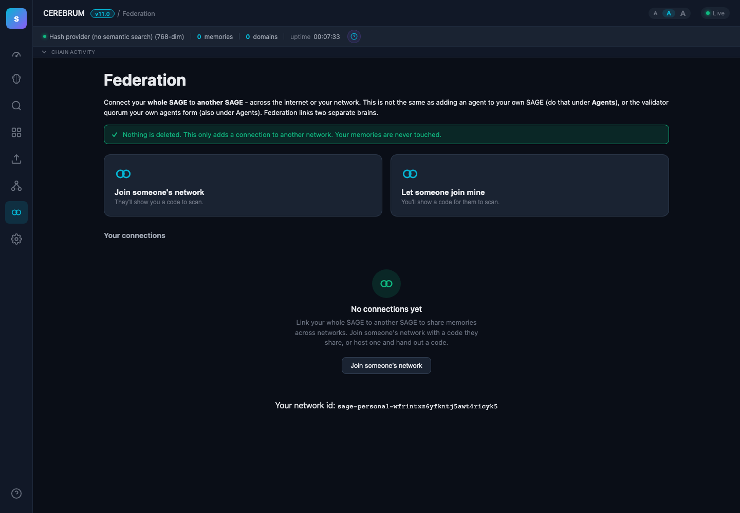 Federation join dashboard