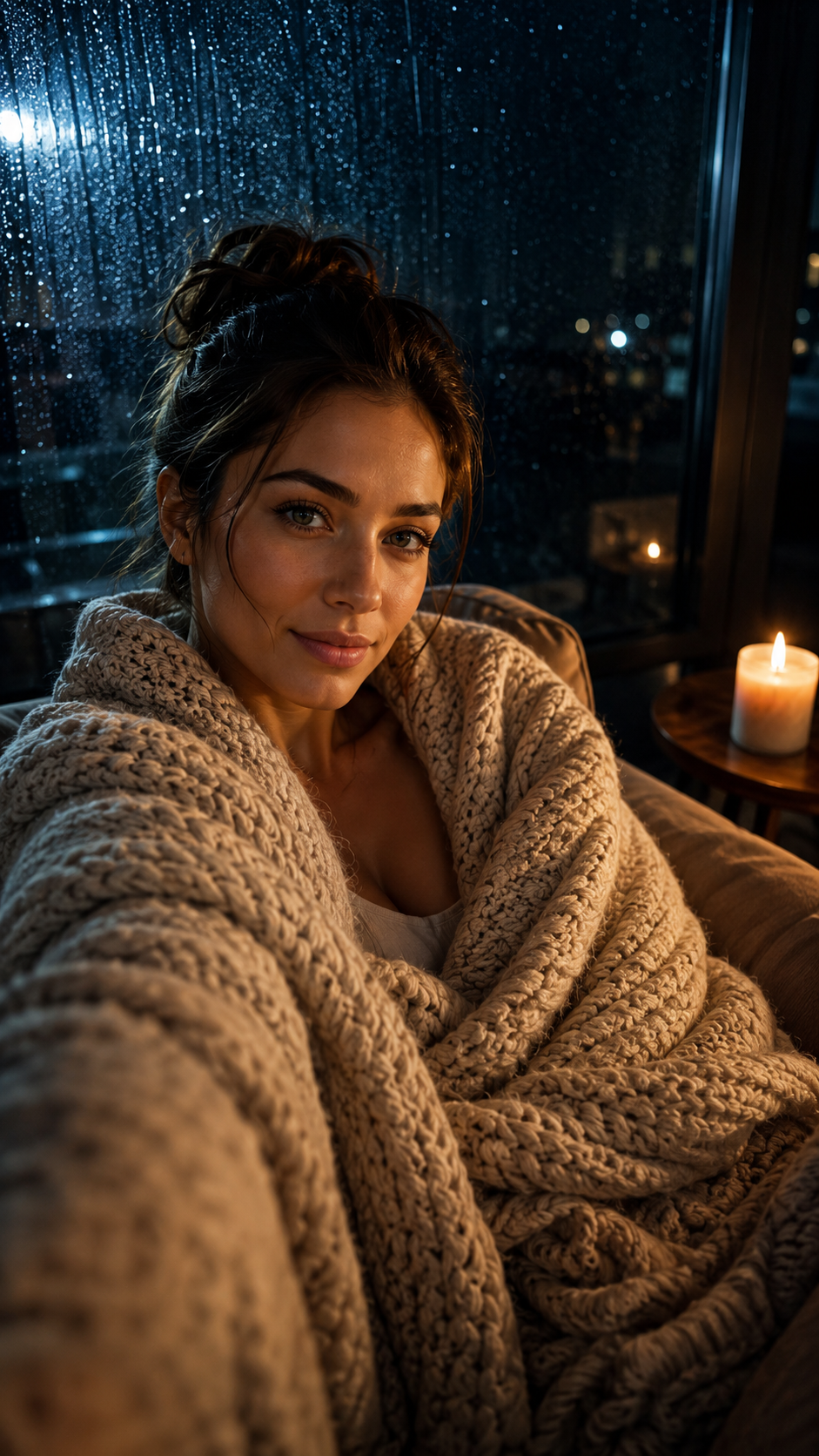 Candle Cozy Rainy Night