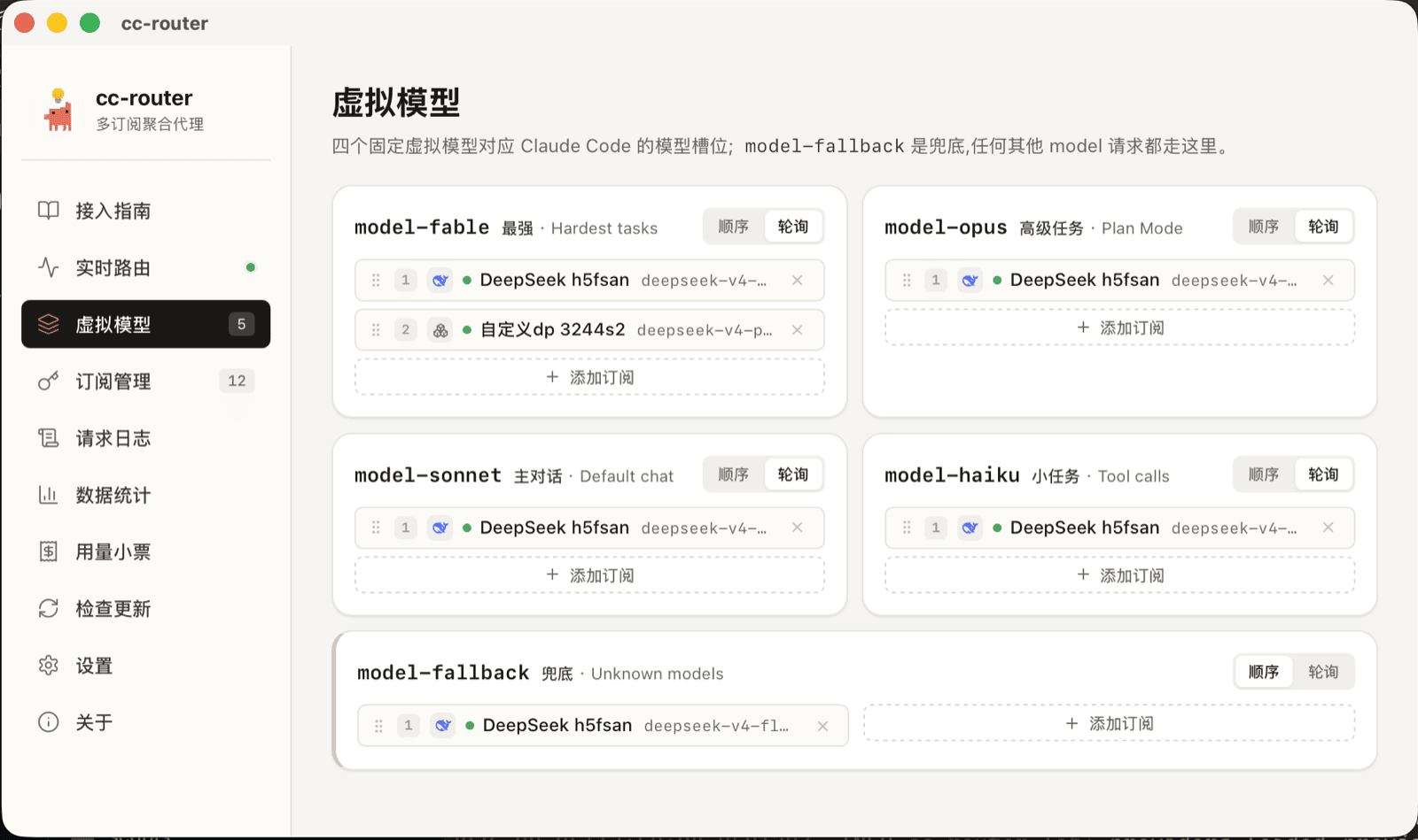 cc-router 虚拟模型配置页截图