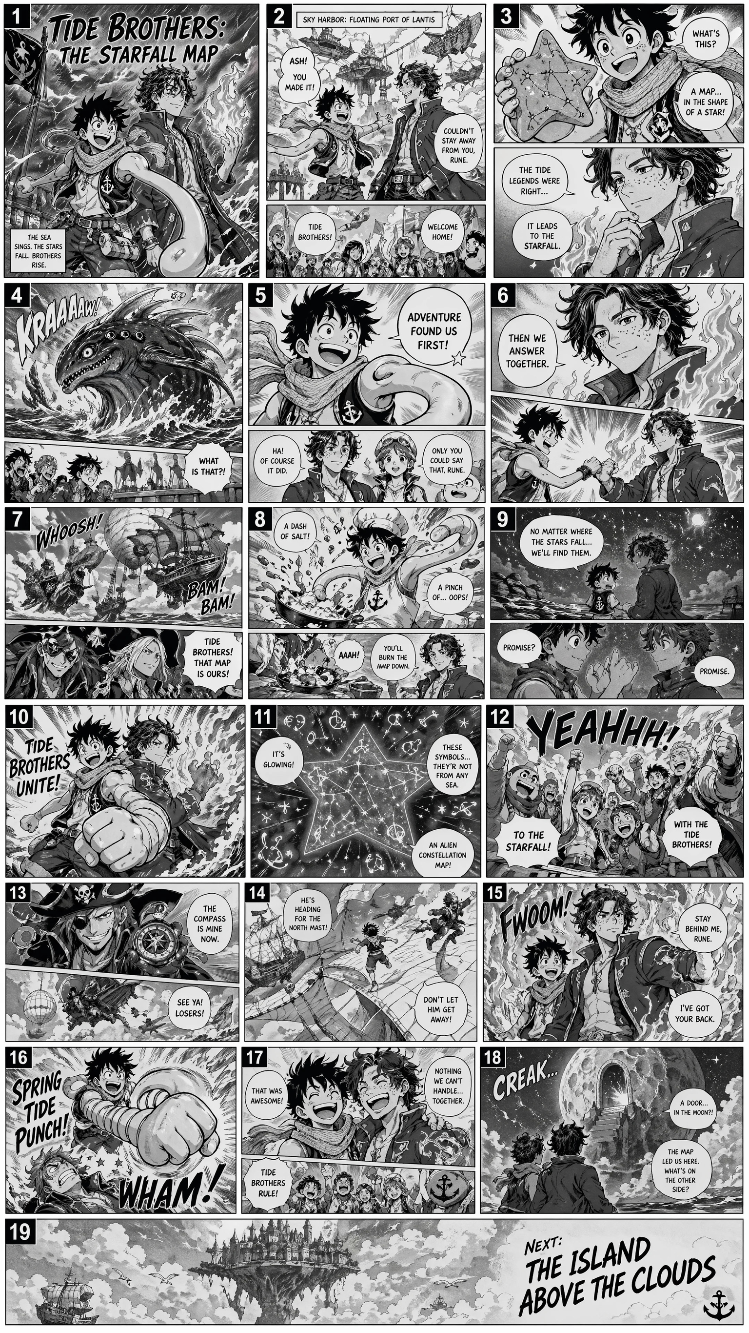 Tide Brothers 19-page original manga proof sheet