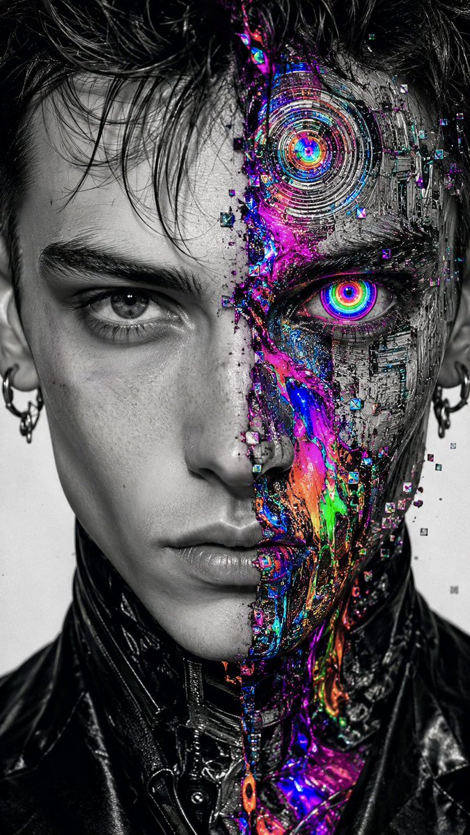 Profile / Avatar - Surreal Glitch Cyber-Organic Portrait - Image 1