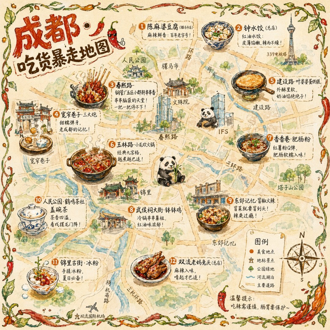 Illustrated city food map