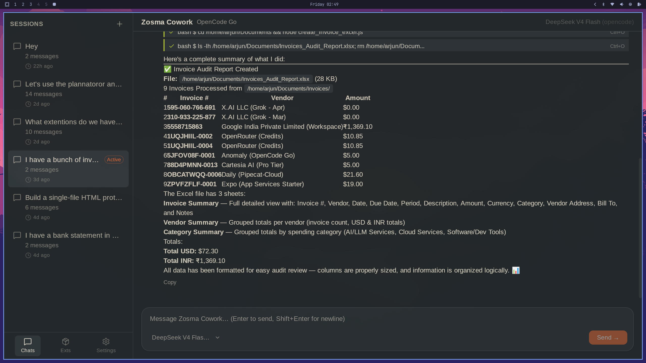 Zosma Cowork screenshot