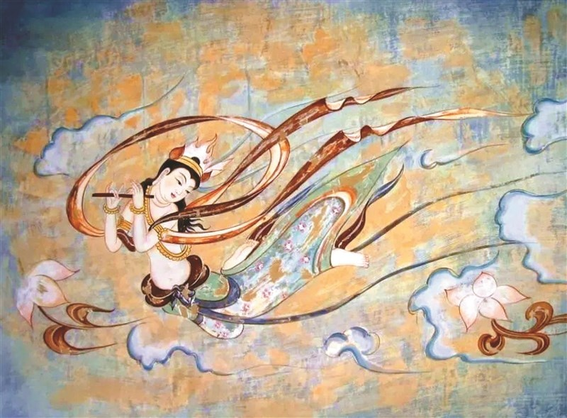 剪纸艺术复现敦煌飞天壁画