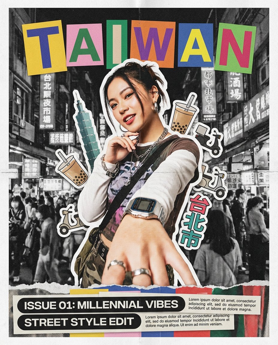 Y2K拼贴美学城市印象海报