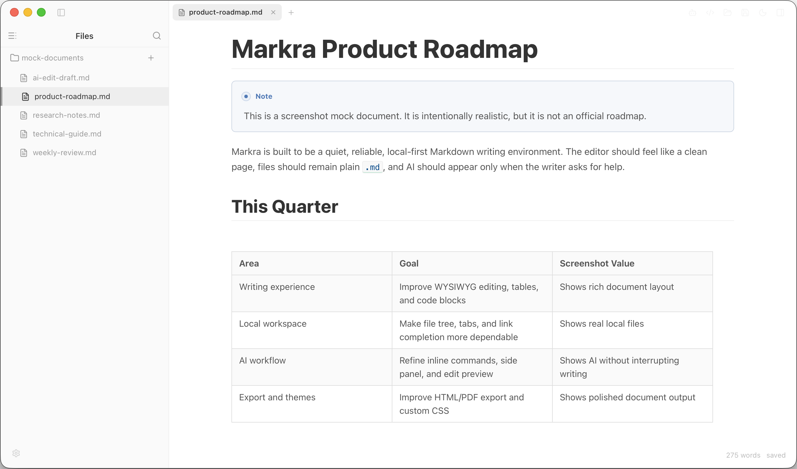 Markra WYSIWYG Markdown workspace