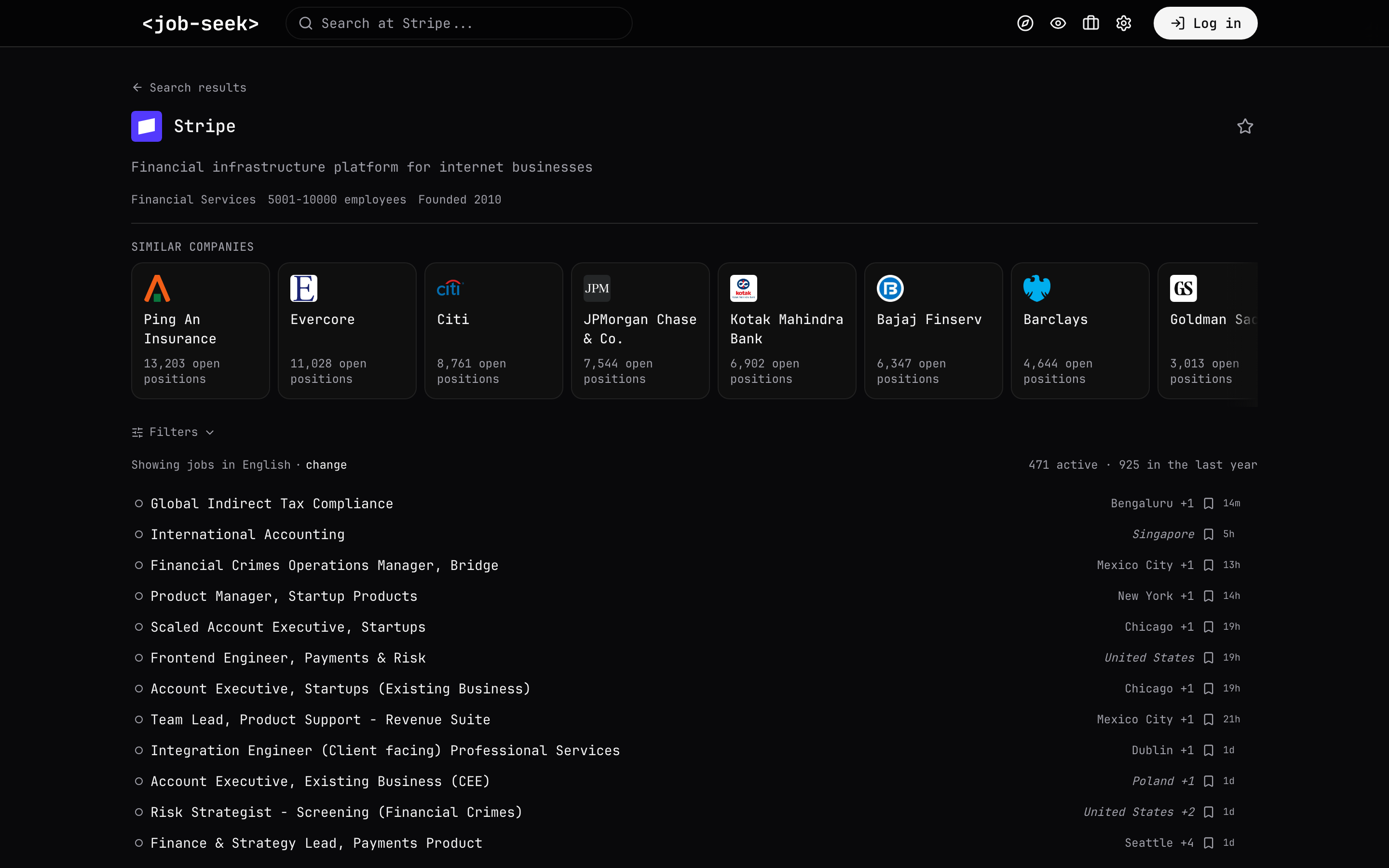 Company page