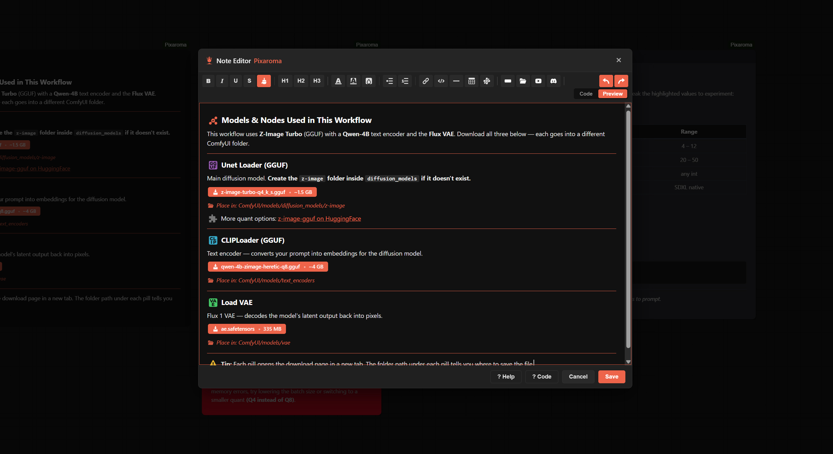 Note Pixaroma Editor